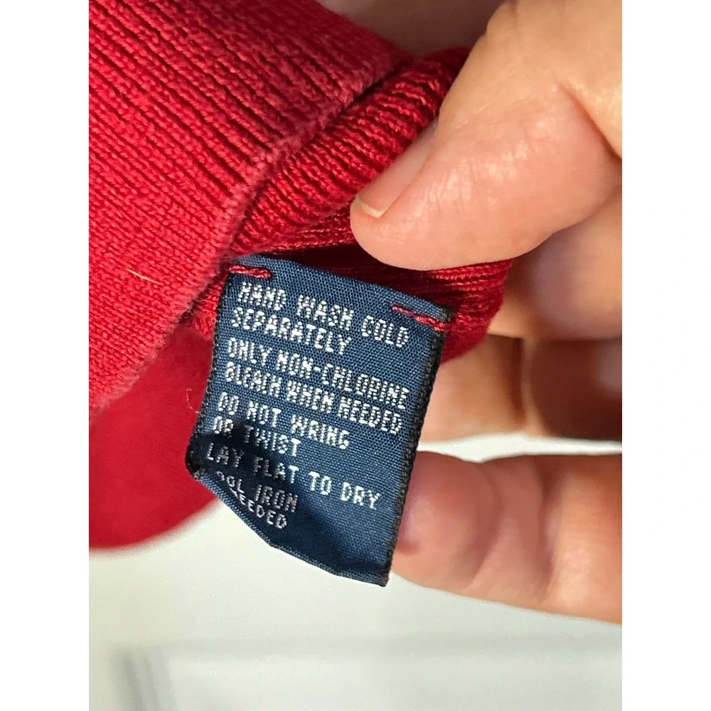 Polo Ralph Lauren Red V Neck Cotton Sweater Men's Size L‎ Long Sleeve